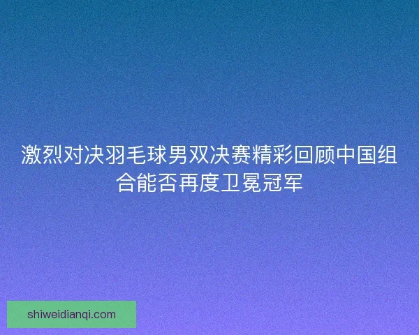 激烈对决羽毛球男双决赛精彩回顾中国组合能否再度卫冕冠军