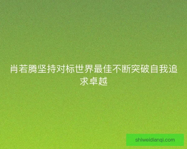 肖若腾坚持对标世界最佳不断突破自我追求卓越